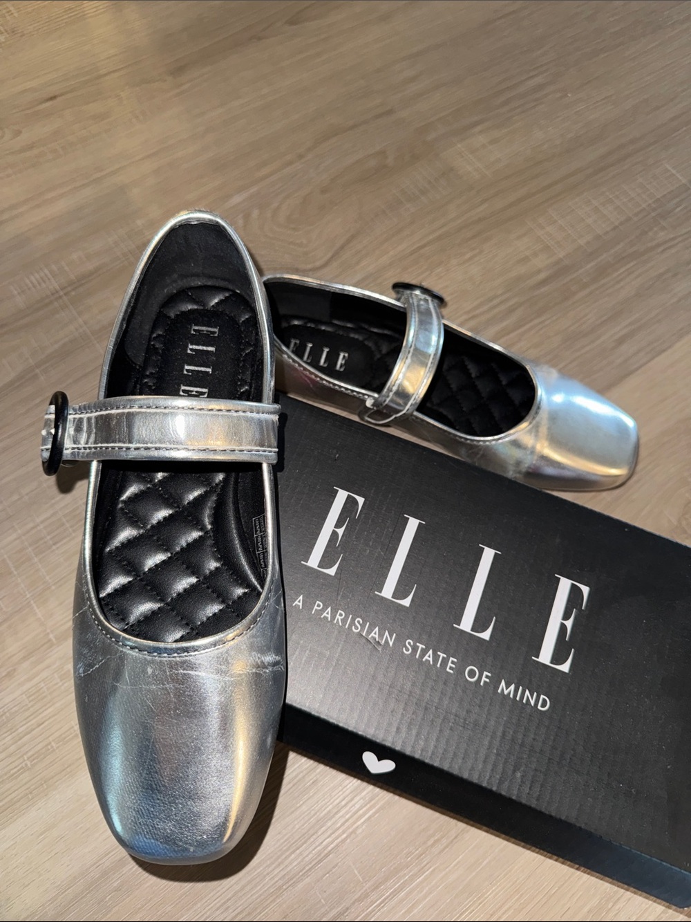 Elle Metallic Silver Mary Jane Flats